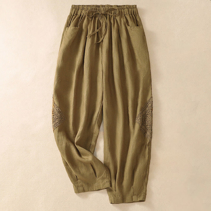 Buddha Stones Summer Women's Drawstring Harem Pants With Pockets - Goldenrod - US8-10，UK/AU12-14，EU40-42 (2XL) - image 15