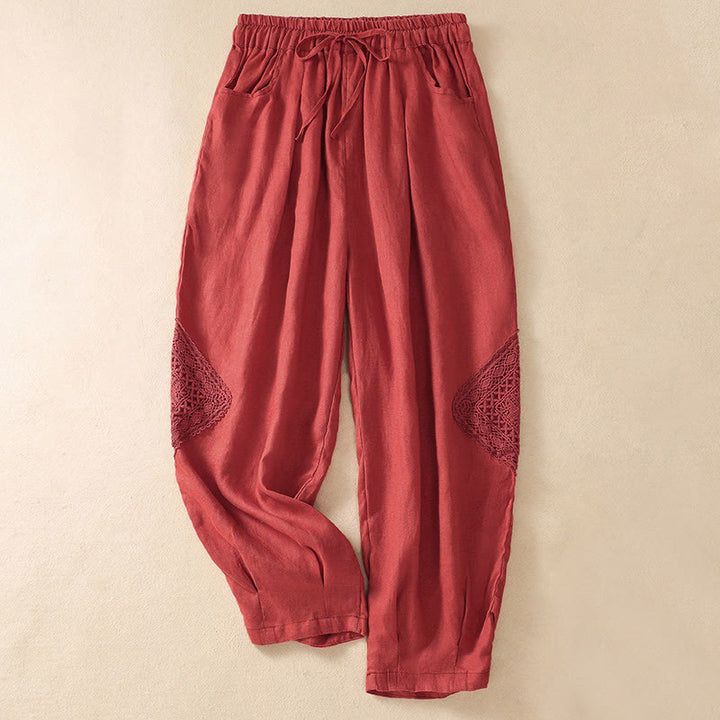 Buddha Stones Summer Women's Drawstring Harem Pants With Pockets - Tomato - US8-10，UK/AU12-14，EU40-42 (2XL) - image 17