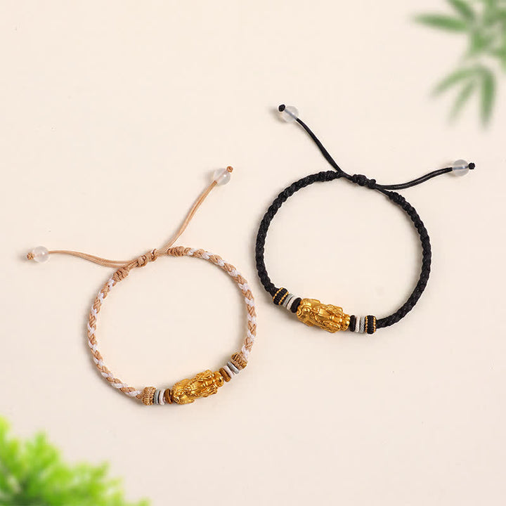 Buddha Stones White Agate Copper Pi Xiu Auspicioisness Hand-Woven Bracelet - image 12