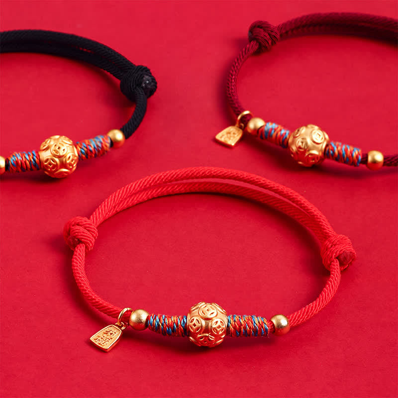 Buddha Stones 999 Sterling Silver Red String Protection Hand-Woven Bracelet - image 0