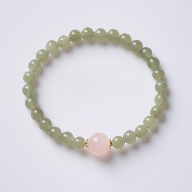 Buddha Stones Jade Rose Quartz Harmony New Chinese Style Bracelet - Jade Rose Quartz(Wrist Circumference: 5.5–5.9 in/14–15 cm) - image 0