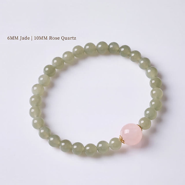 Buddha Stones Jade Rose Quartz Harmony New Chinese Style Bracelet - image 2