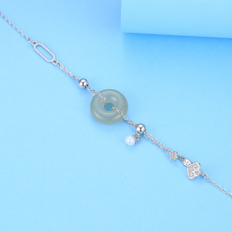 Buddha Stones Hetian Jade Peace Buckle 925 Sterling Silver Luck Bracelet - image 10