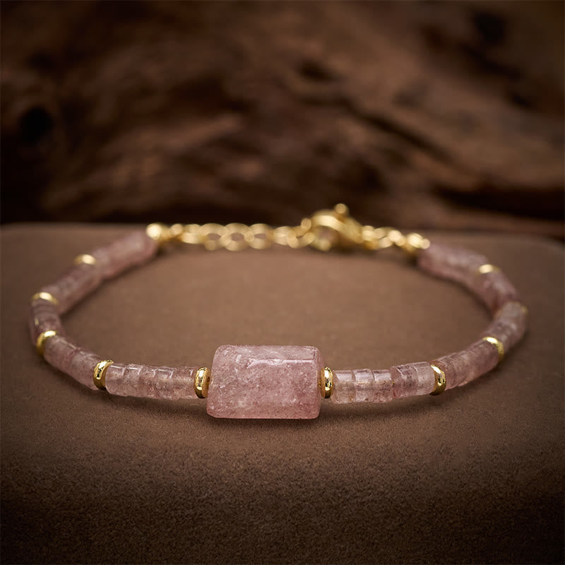 Buddha Stones Amethyst Amazonite Strawberry Quartz Sodalite Truth Faceted Cylinder Accent Bracelet - Strawberry Quartz(Wrist Circumference: 5.9–7.1 in / 15–18 cm) - image 8
