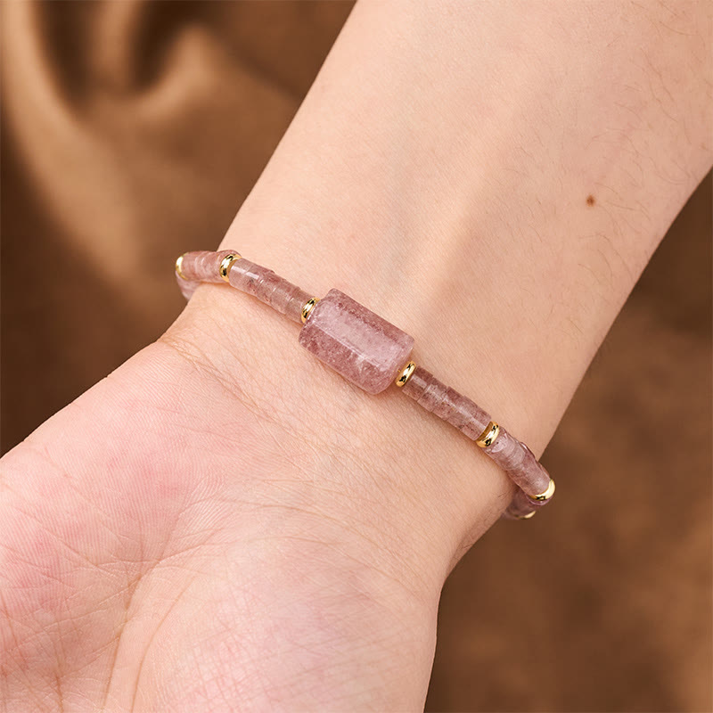 Buddha Stones Amethyst Amazonite Strawberry Quartz Sodalite Truth Faceted Cylinder Accent Bracelet - image 10