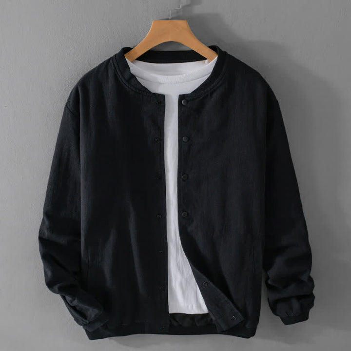 Buddha Stones Spring Casual Minimalist Button-Up Solid Men's Jacket With Pockets - Black - US/UK/AU42，EU52 (3XL) - image 8