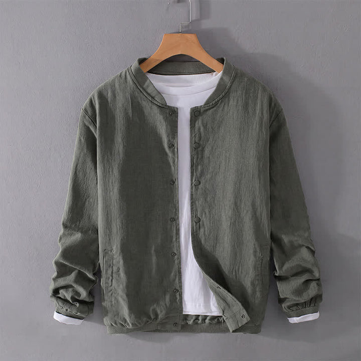 Buddha Stones Spring Casual Minimalist Button-Up Solid Men's Jacket With Pockets - image 15