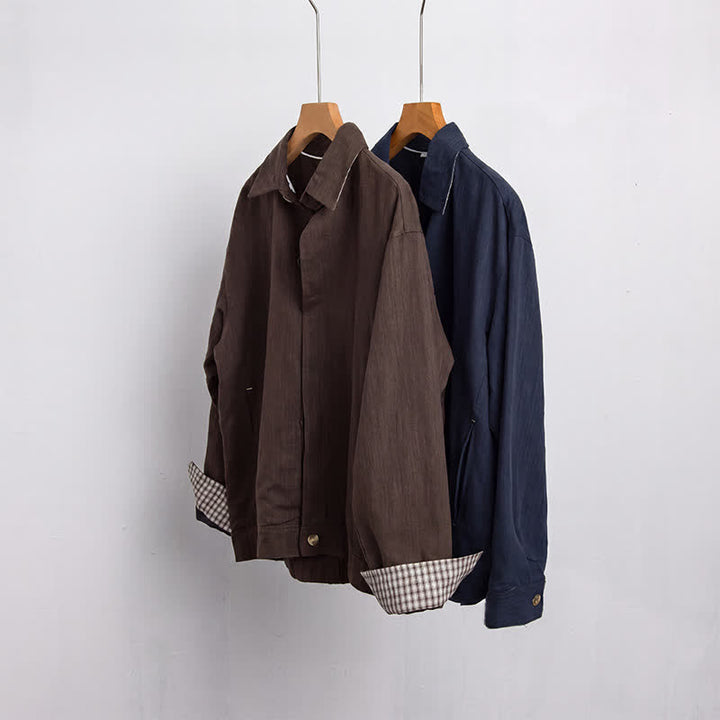 Buddha Stones Fall Casual Vintage Button-Up Solid Linen Men's Jacket With Pockets - image 16