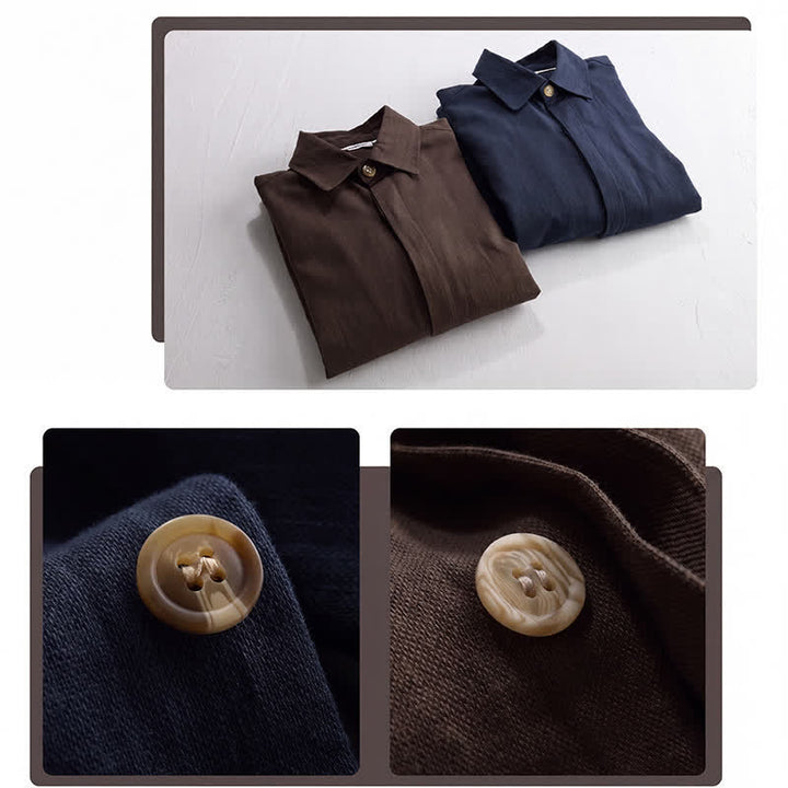 Buddha Stones Fall Casual Vintage Button-Up Solid Linen Men's Jacket With Pockets - image 20
