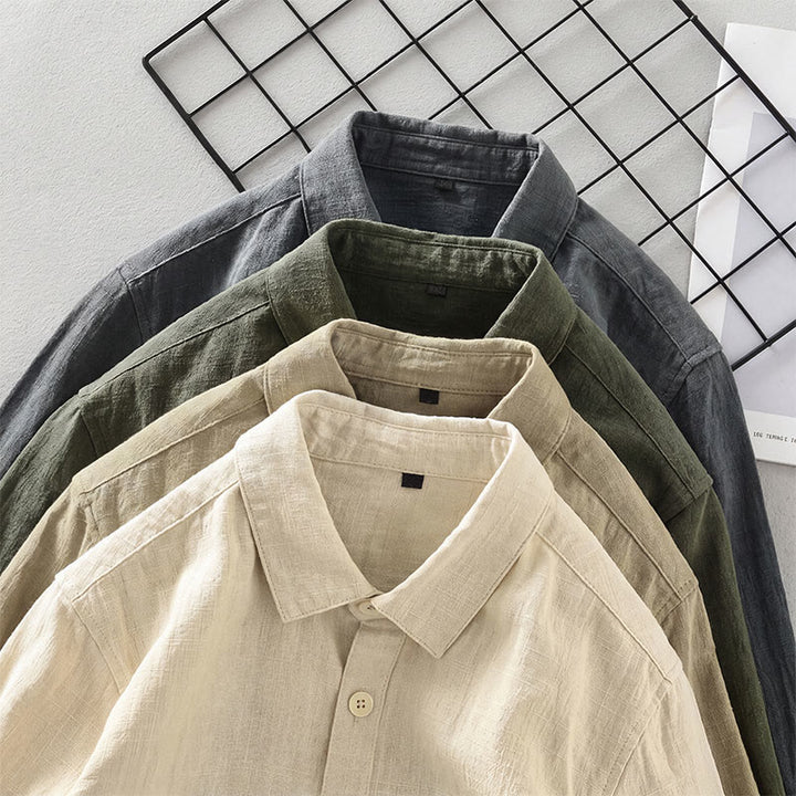 Buddha Stones Fall Casual Minimalist Button-Up Solid Ramie Men's Jacket With Pockets - image 22