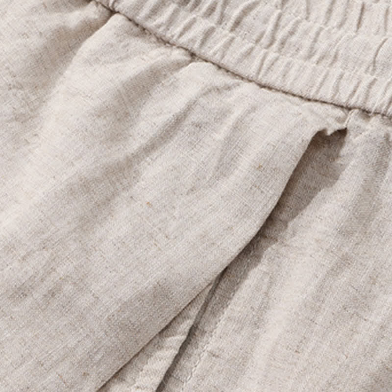 Buddha Stones Spring Summer Casual Drawstring Solid Linen Long Pants Men's Straight Leg Pants With Pockets - image 5