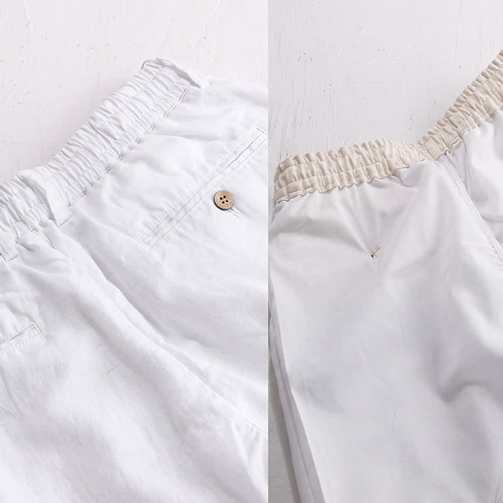 Buddha Stones Spring Summer Casual Drawstring Zipper Design Solid Linen Long Pants Men's Straight Leg Pants With Pockets - image 19