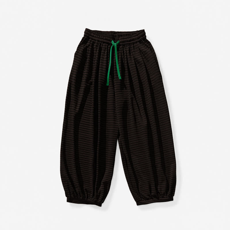 Buddha Stones Fall Casual Minimalist Drawstring Striped Design Ankle Pants Men's Straight Leg Pants With Pocket - image 7