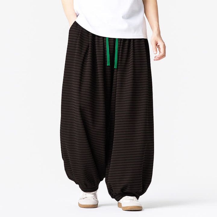 Buddha Stones Fall Casual Minimalist Drawstring Striped Design Ankle Pants Men's Straight Leg Pants With Pocket - image 1