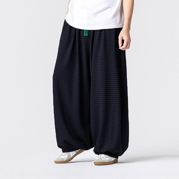 Buddha Stones Fall Casual Minimalist Drawstring Striped Design Ankle Pants Men's Straight Leg Pants With Pocket - image 10