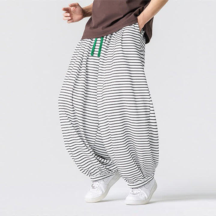 Buddha Stones Fall Casual Minimalist Drawstring Striped Design Ankle Pants Men's Straight Leg Pants With Pocket - image 20