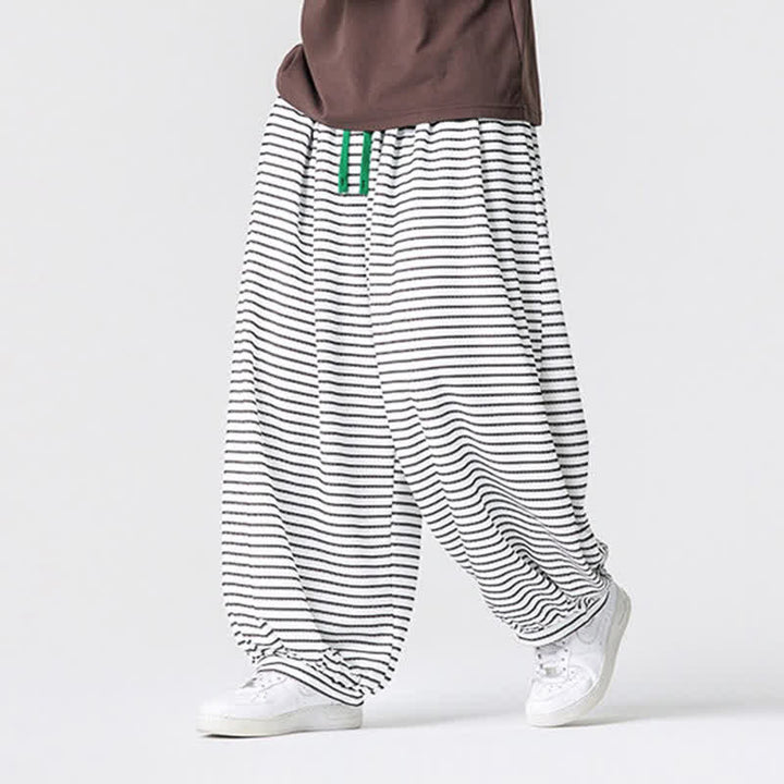 Buddha Stones Fall Casual Minimalist Drawstring Striped Design Ankle Pants Men's Straight Leg Pants With Pocket - image 16