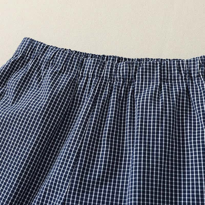 Buddha Stones Spring Summer Casual Vintage Plaid Ankle Pants Women's Straight Leg Pants With Pocket - image 2