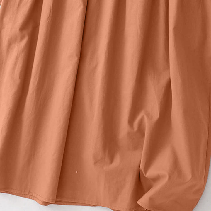Buddha Stones Spring Fall Casual Tang Style Mandarin Collar Solid Women's Long Sleeve Dress With Pockets - image 16