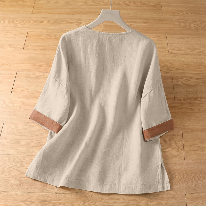 Buddha Stones Summer Casual Patch Pocket Button-Up Solid Women's Short Sleeve Shirts With Pocket - image 1