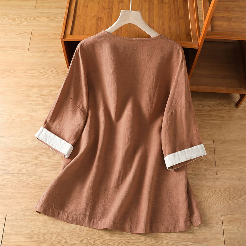 Buddha Stones Summer Casual Patch Pocket Button-Up Solid Women's Short Sleeve Shirts With Pocket - image 10