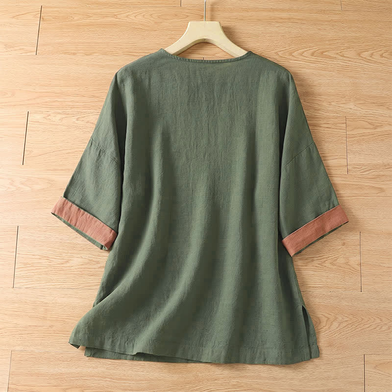 Buddha Stones Summer Casual Patch Pocket Button-Up Solid Women's Short Sleeve Shirts With Pocket - image 18
