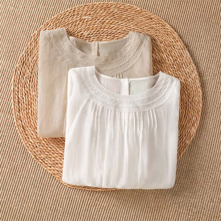Buddha Stones Spring Summer Casual Elegant Embroidery Solid Women's Long Sleeve T-Shirt - image 13