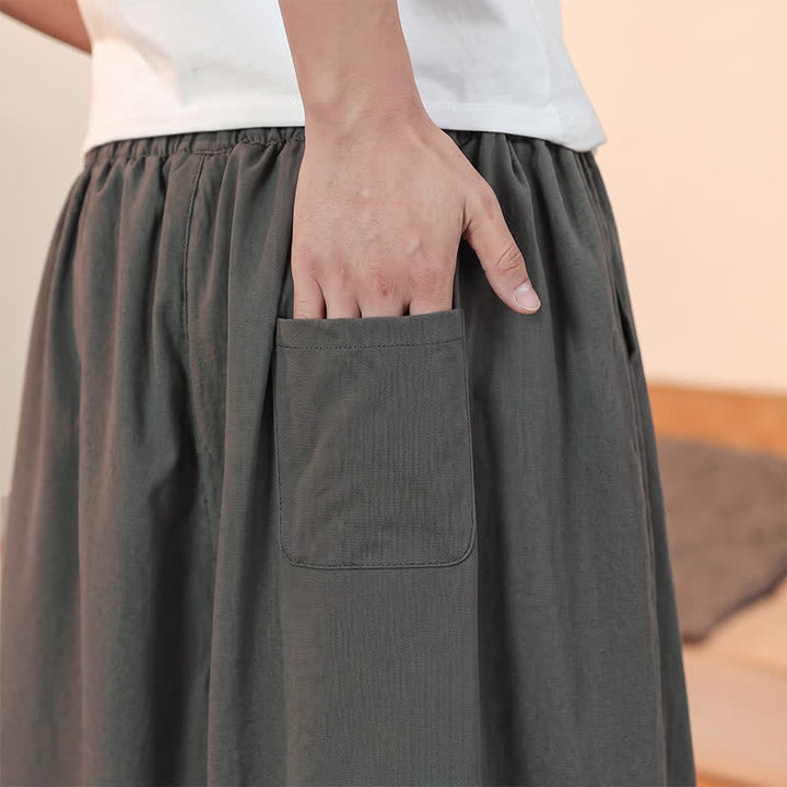Buddha Stones Spring Summer Casual Minimalist Drawstring Solid Capri Pants Men's Harem Pants With Pocket - image 11