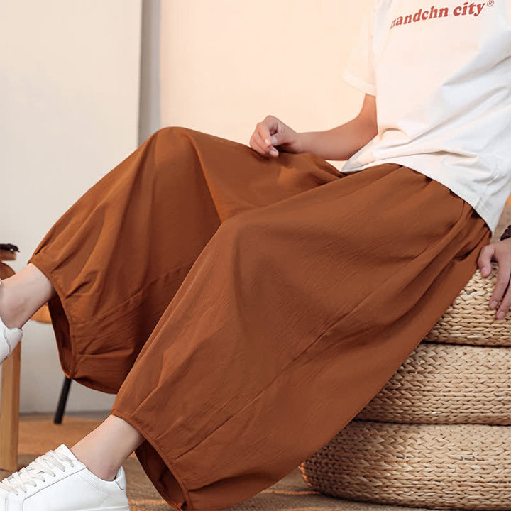 Buddha Stones Spring Summer Casual Minimalist Drawstring Solid Capri Pants Men's Harem Pants With Pocket - image 28