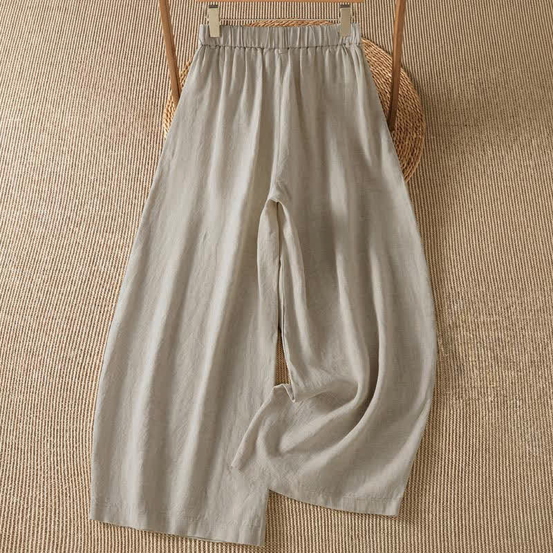 Buddha Stones Spring Summer Casual Solid Zipper Design Ankle Pants Women's Wide Leg Pants With Pocket - image 1