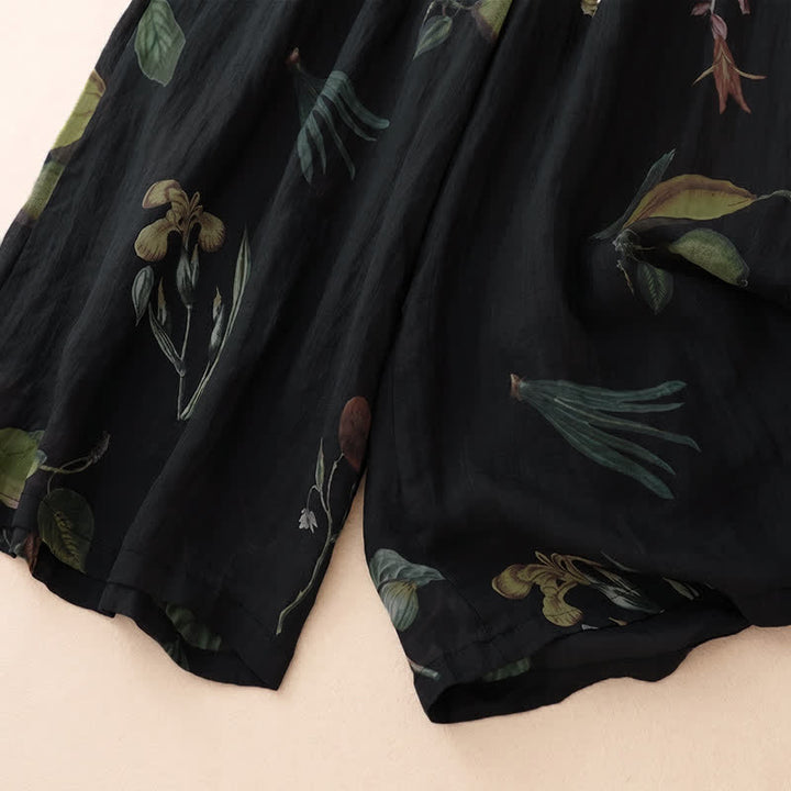 Buddha Stones Spring Summer Boho Floral Ankle Pants Women's Wide Leg Pants With Pockets - image 4