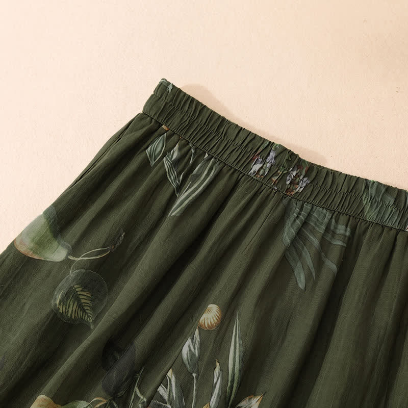 Buddha Stones Spring Summer Boho Floral Ankle Pants Women's Wide Leg Pants With Pockets - image 8