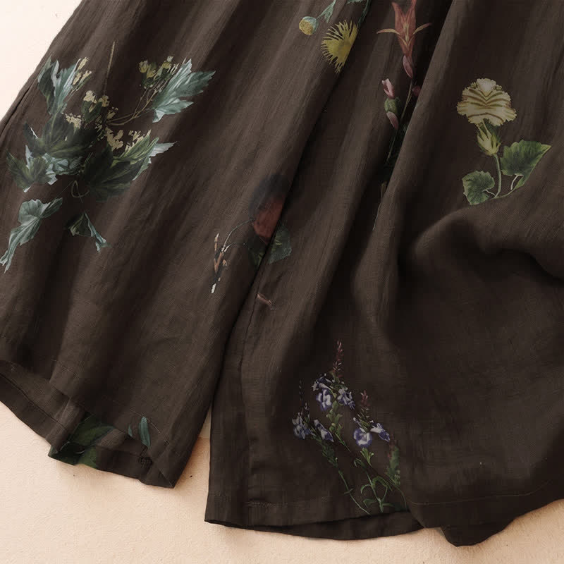 Buddha Stones Spring Summer Boho Floral Ankle Pants Women's Wide Leg Pants With Pockets - image 21
