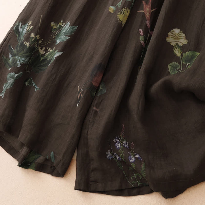 Buddha Stones Spring Summer Boho Floral Ankle Pants Women's Wide Leg Pants With Pockets - image 21