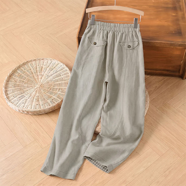Buddha Stones Spring Summer Casual Minimalist Solid Ankle Pants Women's Straight Leg Pants With Pocket - image 1