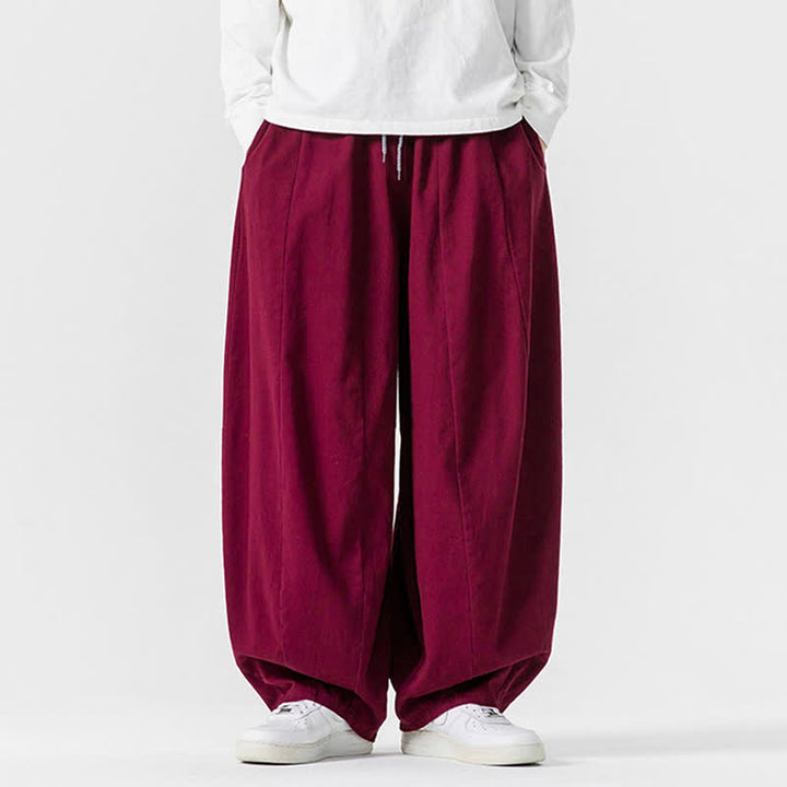 Buddha Stones Fall Casual Simple Drawstring Solid Cotton Long Pants Men's Straight Leg Pants With Pockets - Maroon - US/UK/AU46，EU56 (5XL) - image 41