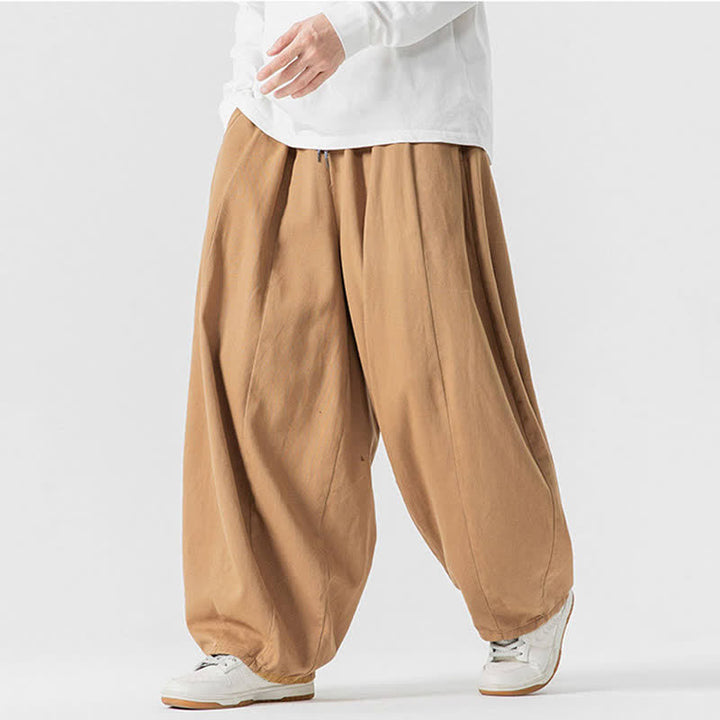 Buddha Stones Fall Casual Simple Drawstring Solid Cotton Long Pants Men's Straight Leg Pants With Pockets - image 34
