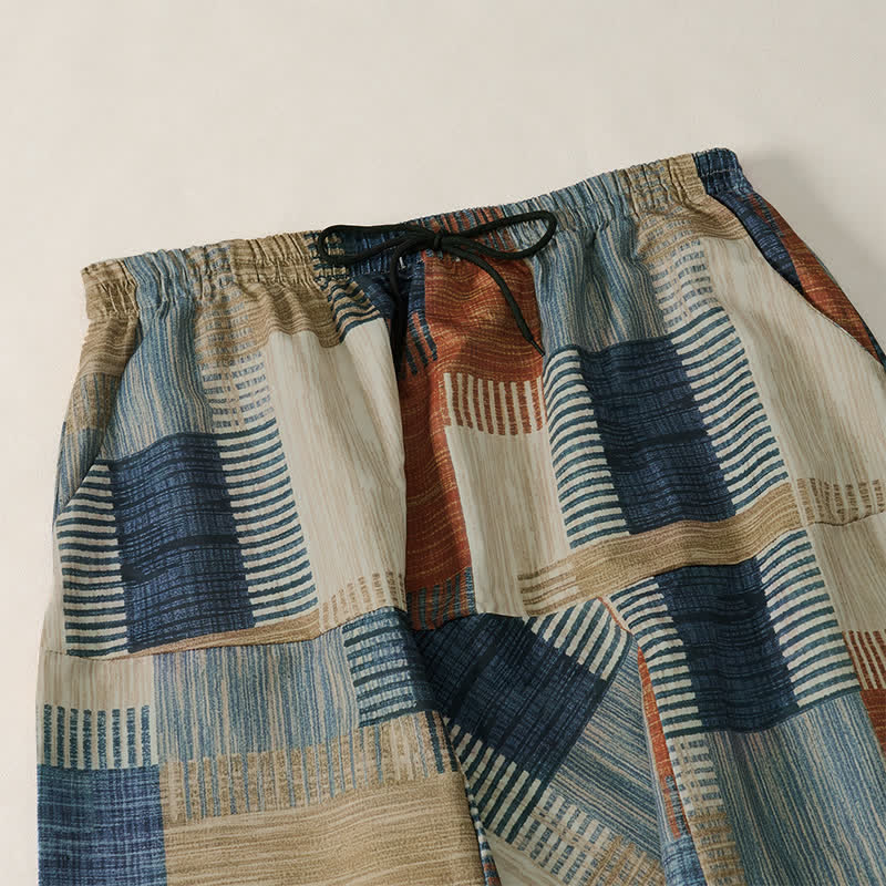 Buddha Stones Spring Summer Casual Boho Drawstring Geometric Long Pants Men's Harem Pants With Pocket - image 2