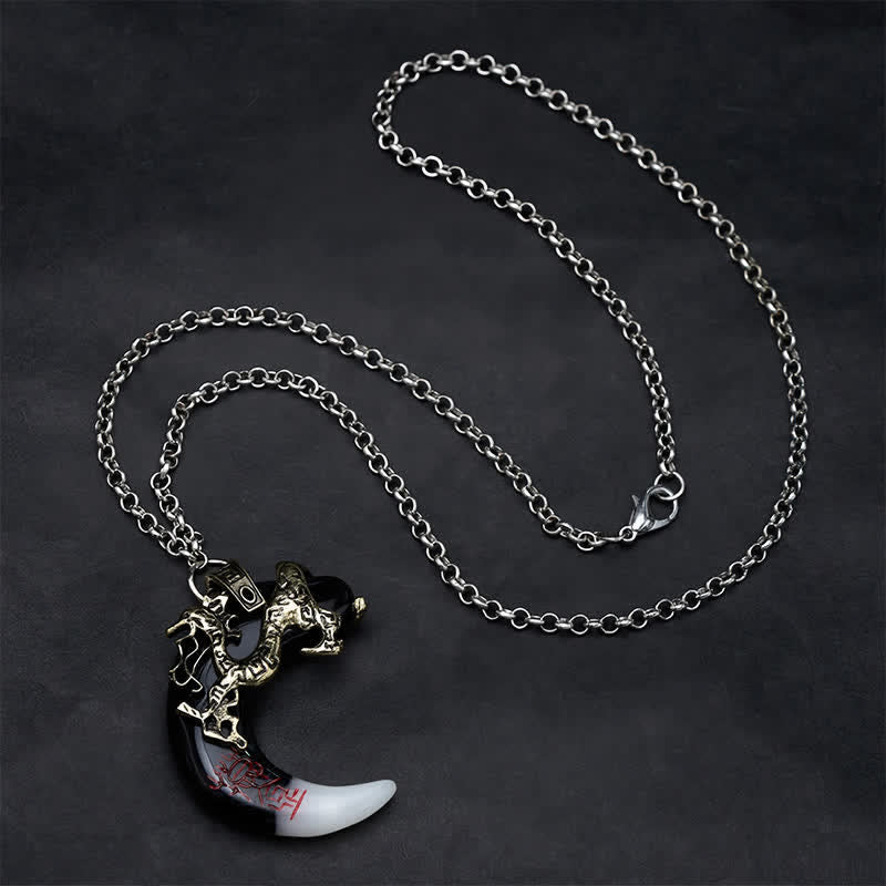 Buddha Stones Dragon Strength Crescent Pendant Necklace - image 9