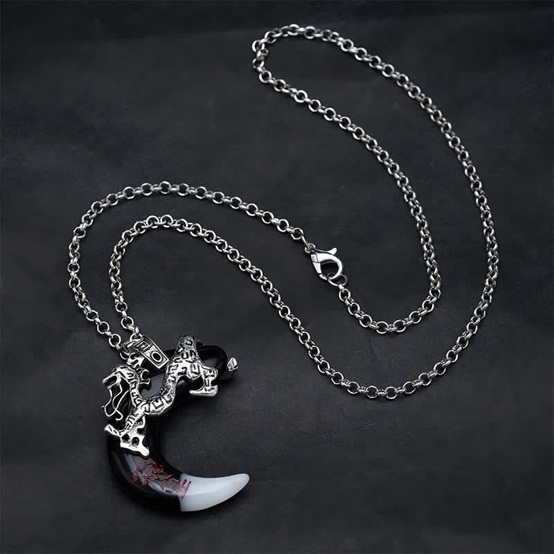 Buddha Stones Dragon Strength Crescent Pendant Necklace - image 1