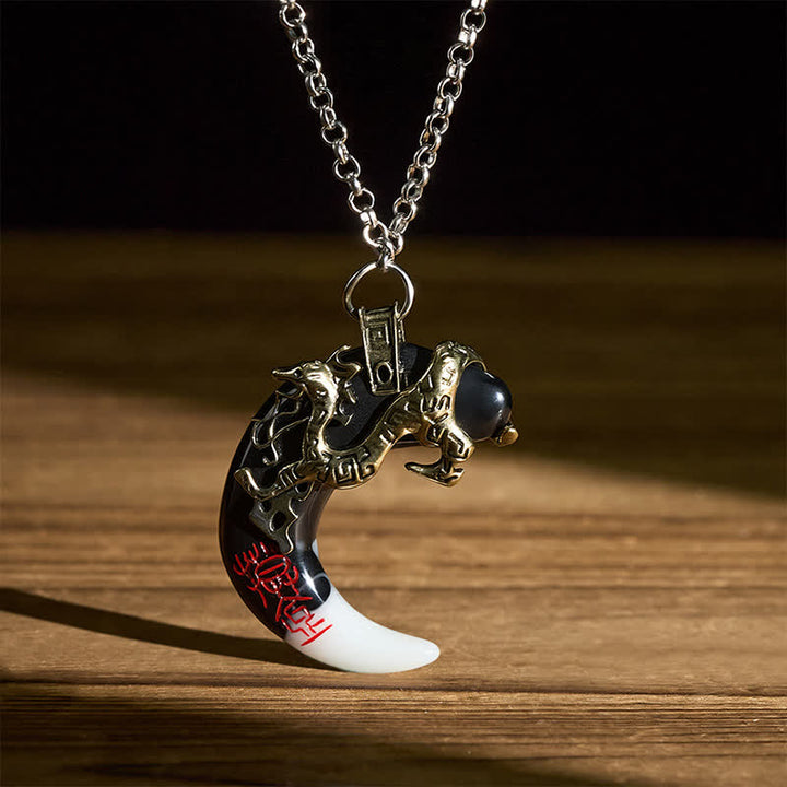 Buddha Stones Dragon Strength Crescent Pendant Necklace - image 15