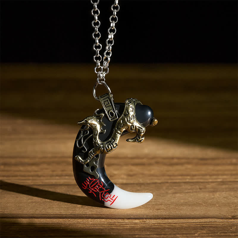 Buddha Stones Dragon Strength Crescent Pendant Necklace - image 14