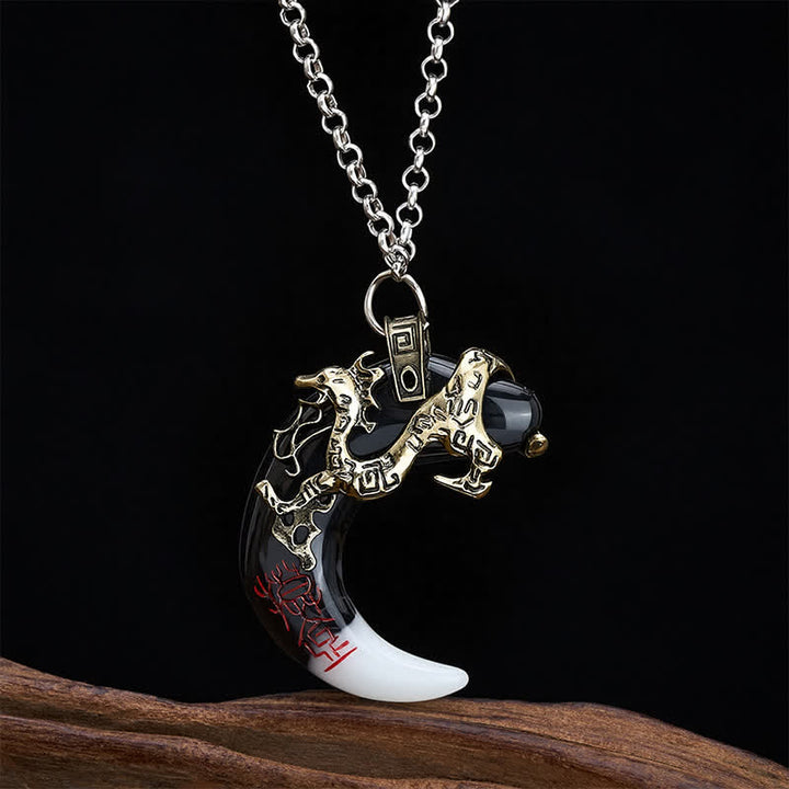 Buddha Stones Dragon Strength Crescent Pendant Necklace - Gold - image 8