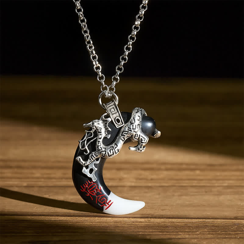Buddha Stones Dragon Strength Crescent Pendant Necklace - image 7