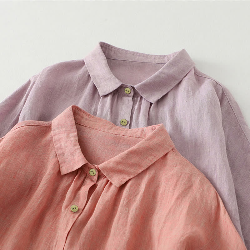 Buddha Stones Casual Plain Buttons Women's Half Sleeve Shirt - image 21