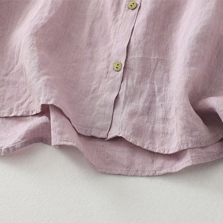 Buddha Stones Casual Plain Buttons Women's Half Sleeve Shirt - image 5
