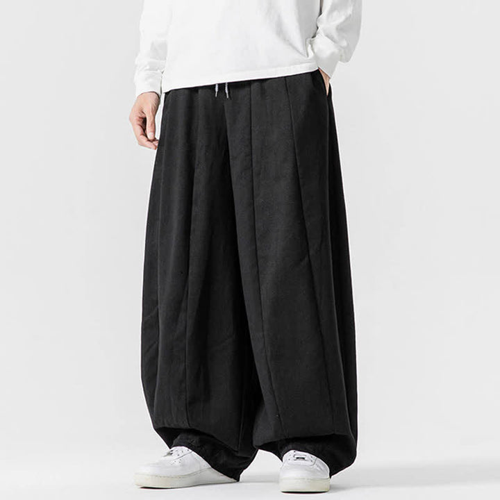 Buddha Stones Fall Casual Simple Drawstring Solid Cotton Long Pants Men's Straight Leg Pants With Pockets - image 11