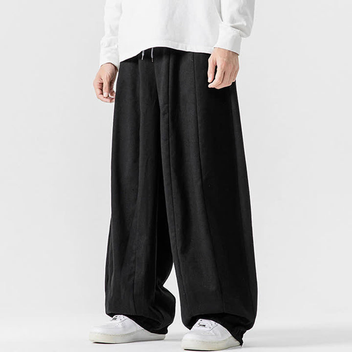 Buddha Stones Fall Casual Simple Drawstring Solid Cotton Long Pants Men's Straight Leg Pants With Pockets - image 13