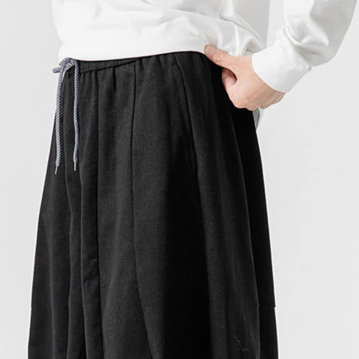 Buddha Stones Fall Casual Simple Drawstring Solid Cotton Long Pants Men's Straight Leg Pants With Pockets - image 15