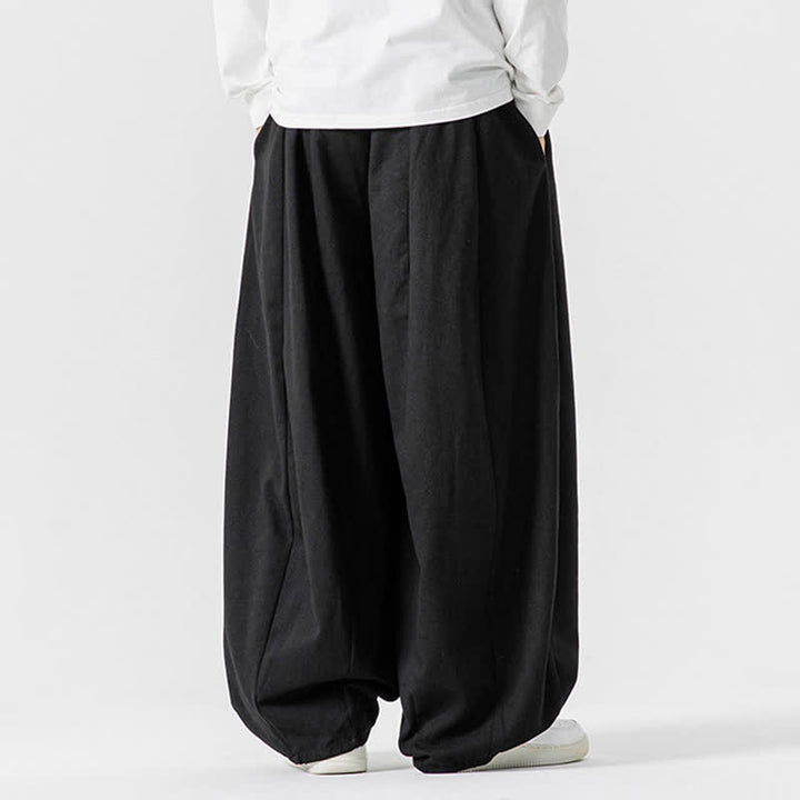 Buddha Stones Fall Casual Simple Drawstring Solid Cotton Long Pants Men's Straight Leg Pants With Pockets - image 10